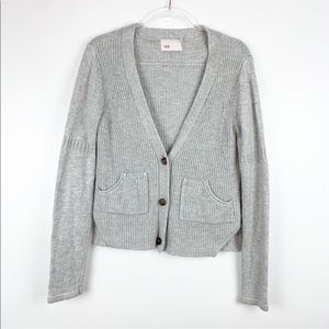 YOON Chunky Knit Soft Cardigan Sweater Grey Large